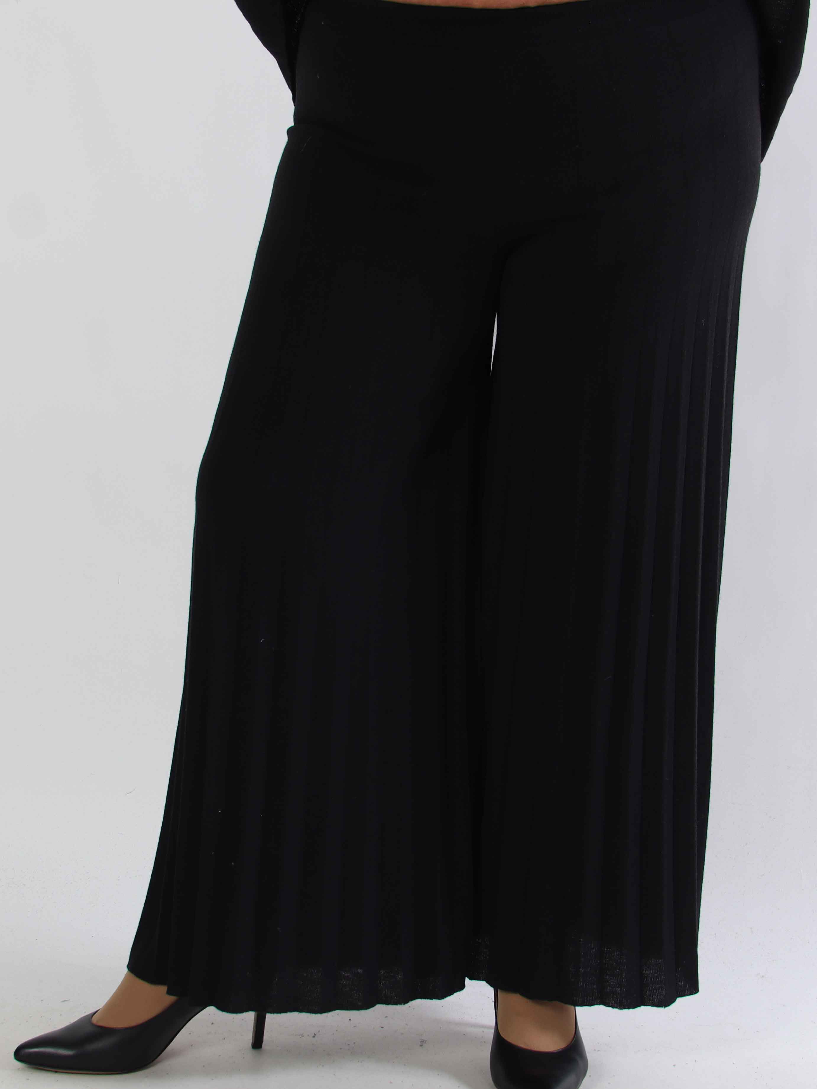 Anita Pants - Mjuka och eleganta plisserade plus size stickade byxor